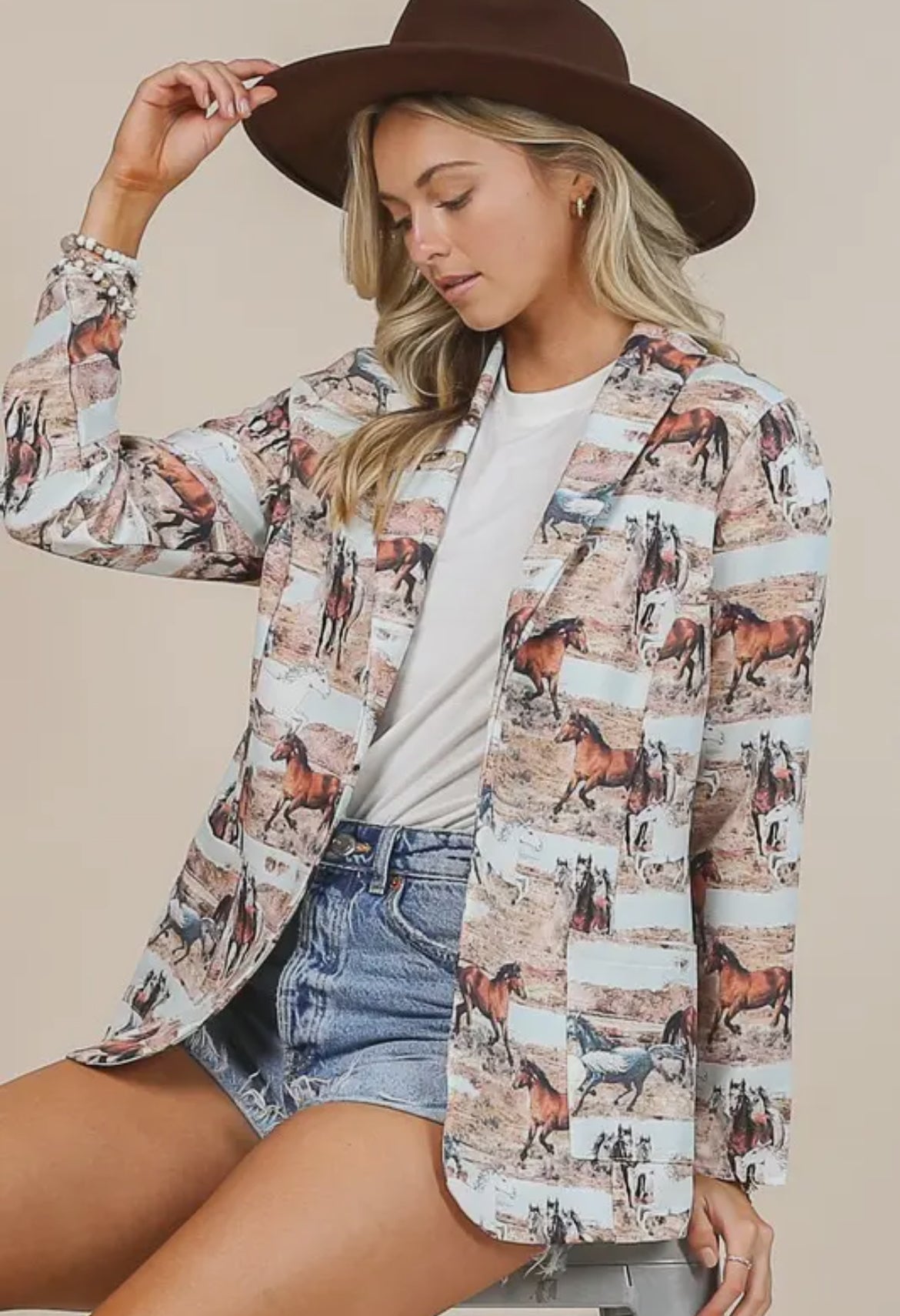 Western Horse Pattern Blazer by Wranglin' Daisies