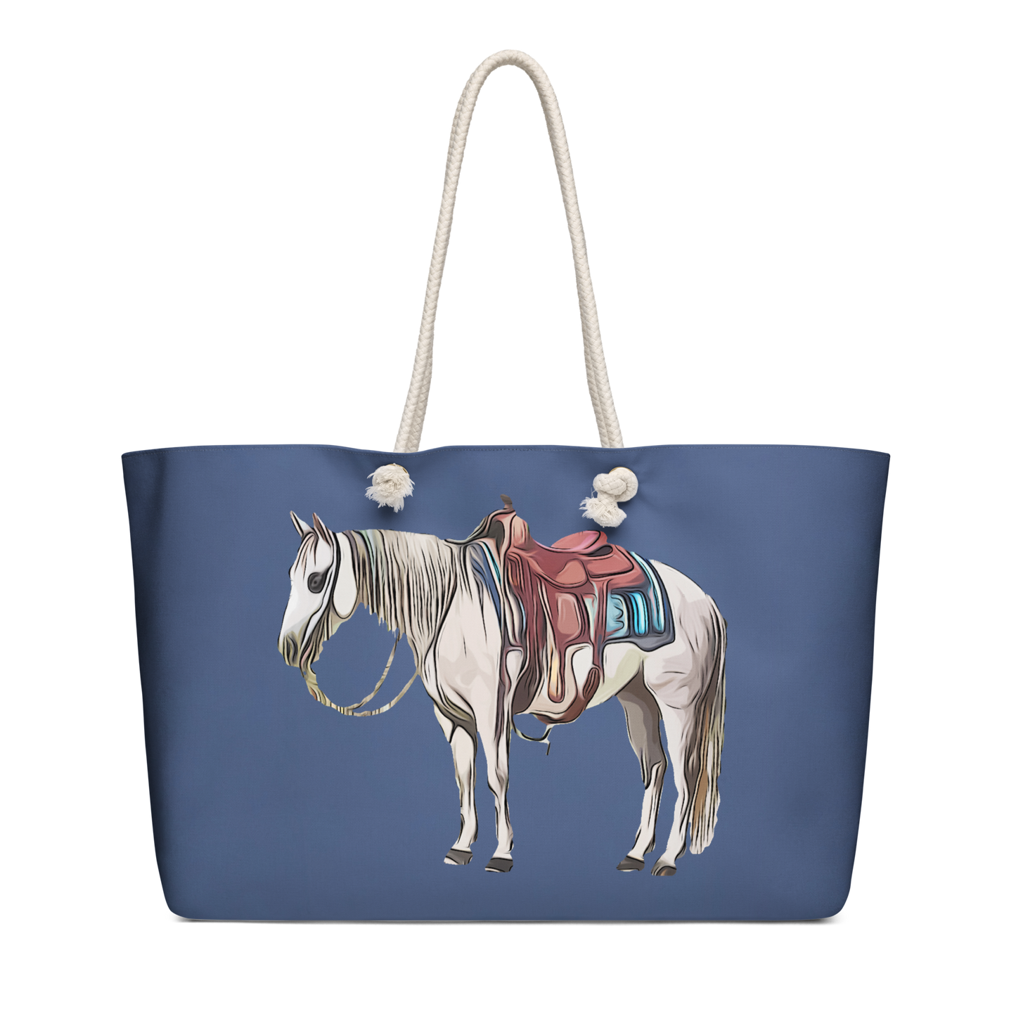 Grey Horse Oversized Navy Blue Weekender Bag