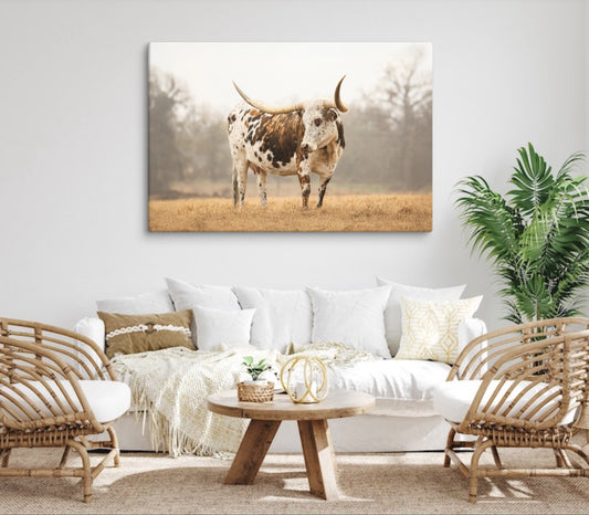 Brindle Longhorn Cow Western Wall Art Farmhouse Decor