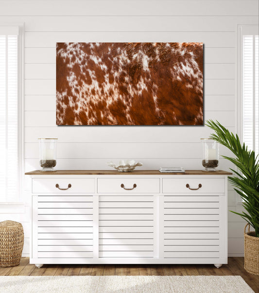 cowhide canvas wall art, western home decor, farmhouse, cows, art, rustic