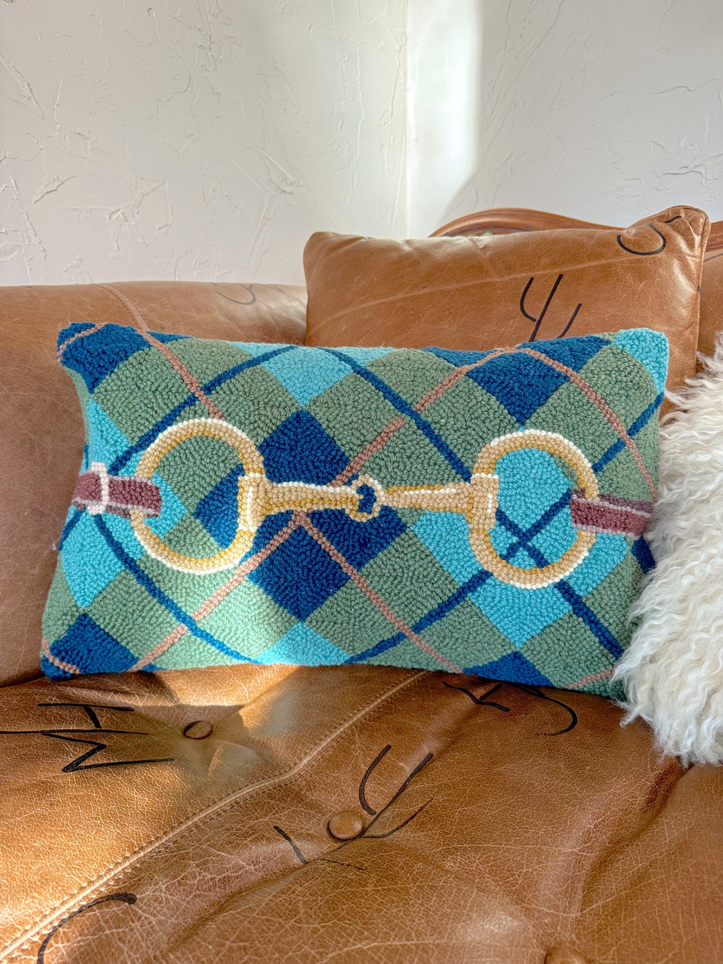 The Plaid Snaffle Bit Hook Pillow