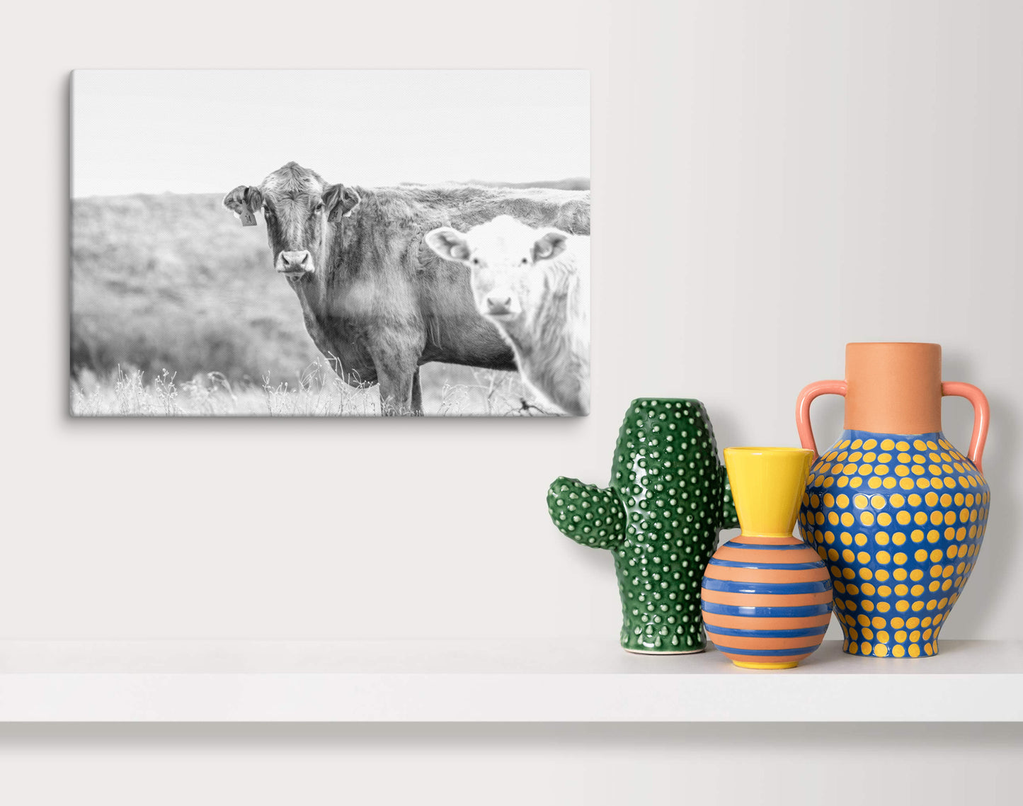 Cow Wall Art, Canvas, Home Decor, Rustic Farmhouse