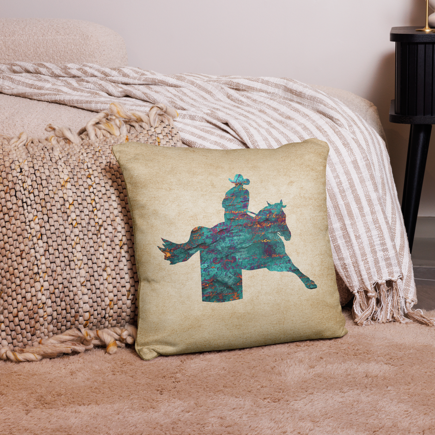 Turquoise Barrel Racer Throw Pillow