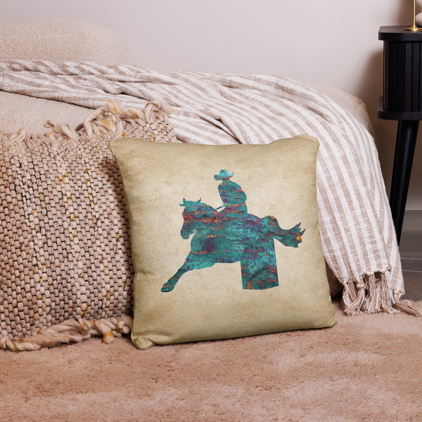 Turquoise Barrel Racer Throw Pillow