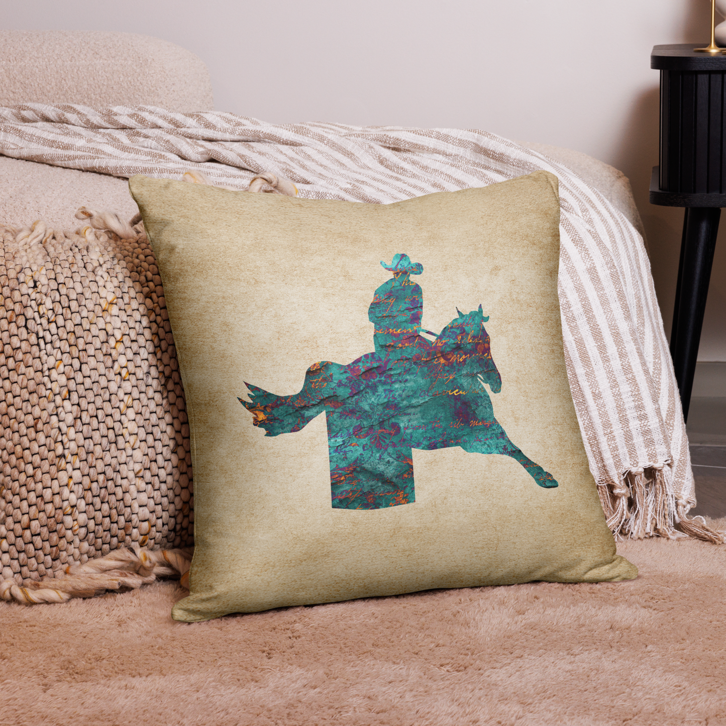 Turquoise Barrel Racer Throw Pillow