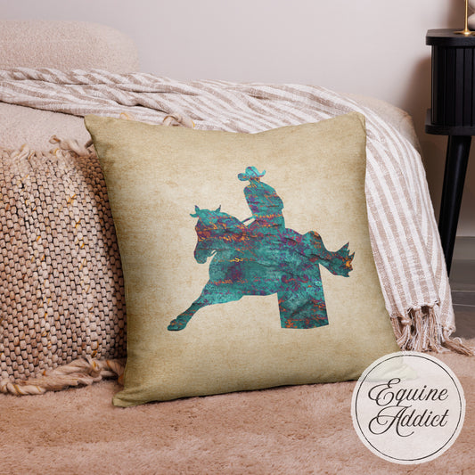 Turquoise Barrel Racer Throw Pillow