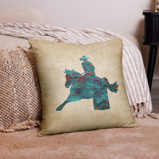 Turquoise Barrel Racer Throw Pillow
