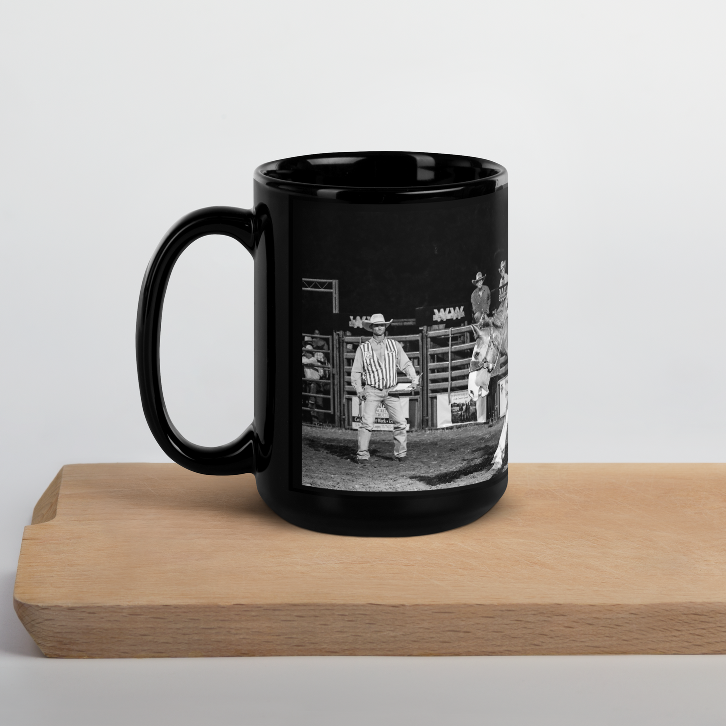 Buckin' Horse Black Glossy Ceramic 15oz Mug