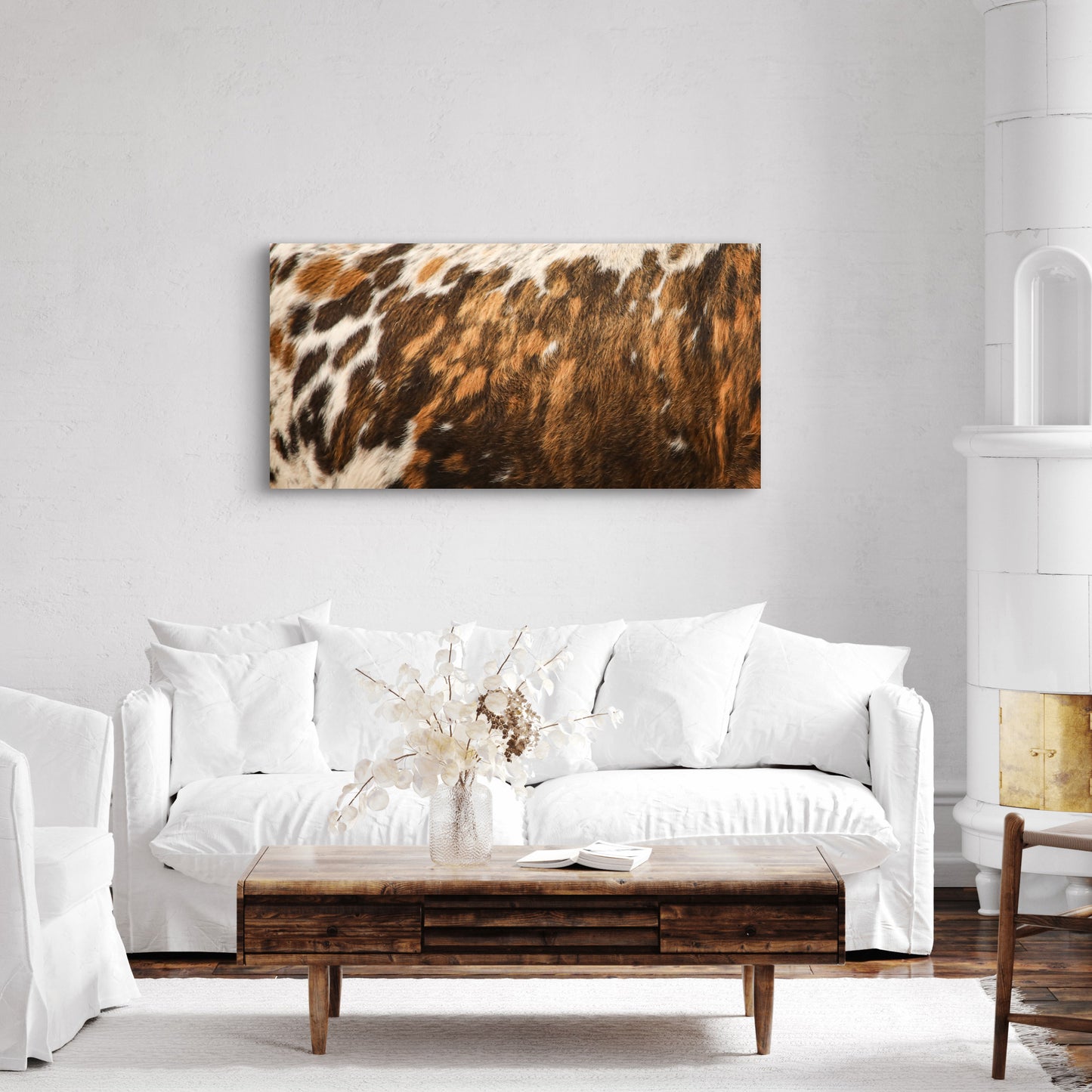 Brindle Cowhide Rustic Western Canvas Wall Art Farmhouse Decor
