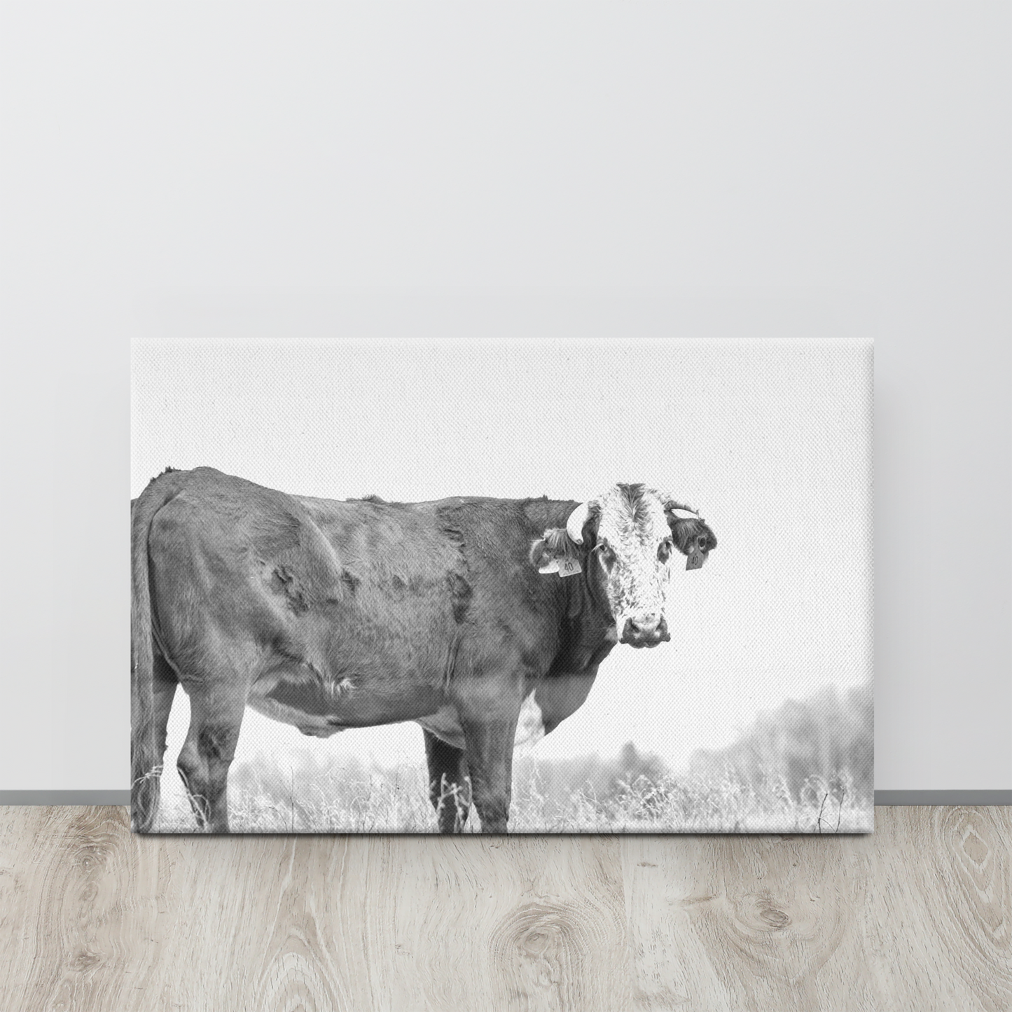 Cow Canvas in Black and White, Western Home Decor, Rustic Wall Art