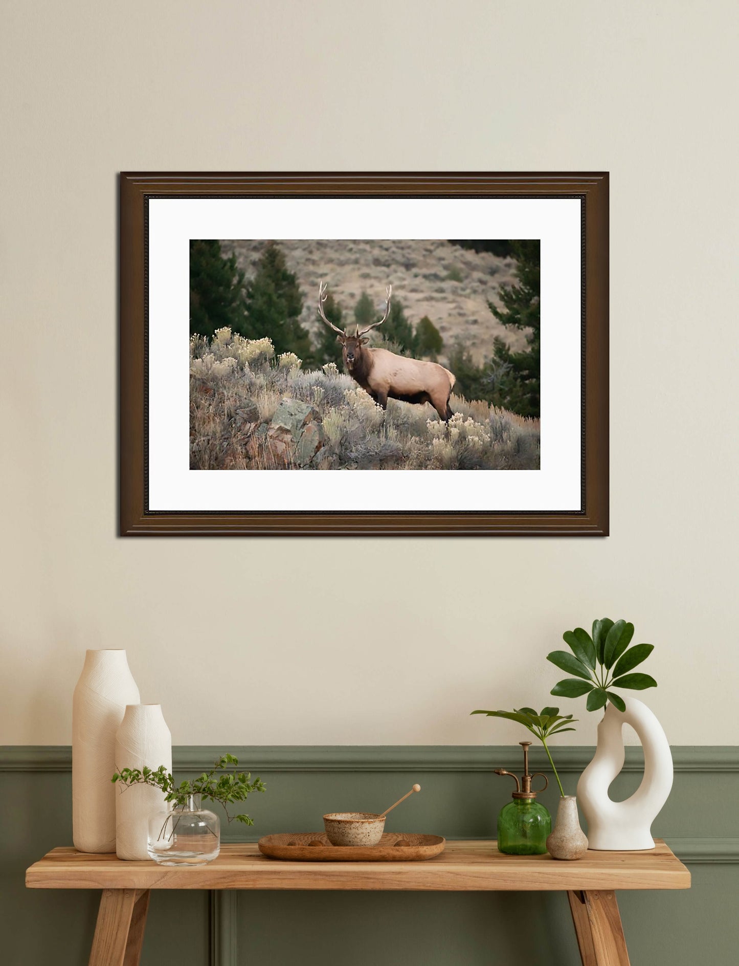 Elk on the Ridge Framed Print with 2" Mat