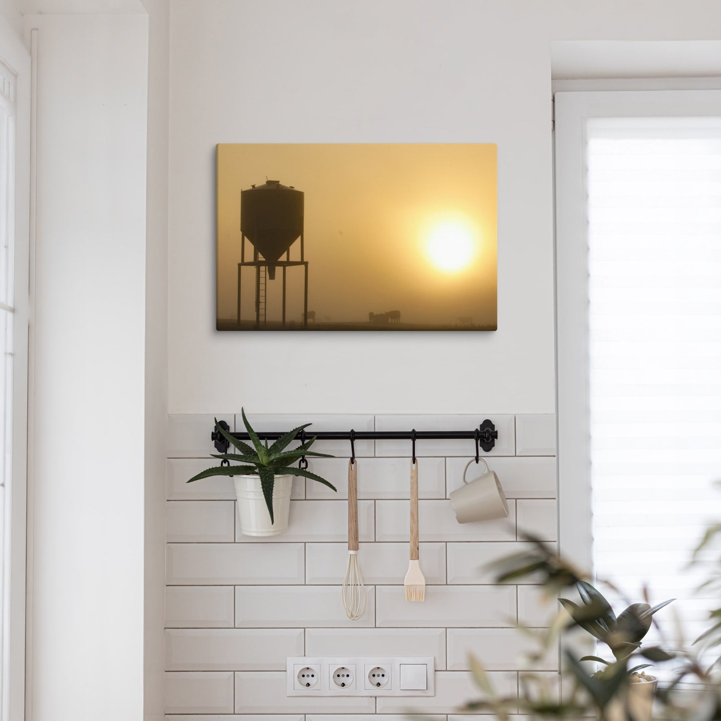 Foggy Morning Sunrise Canvas Wall Art
