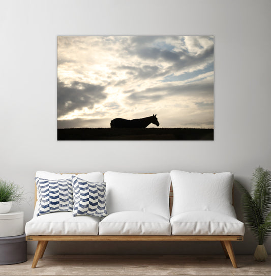 Horse on the Hill Silhouette | Canvas Wall Art | Equestrian Home Decor