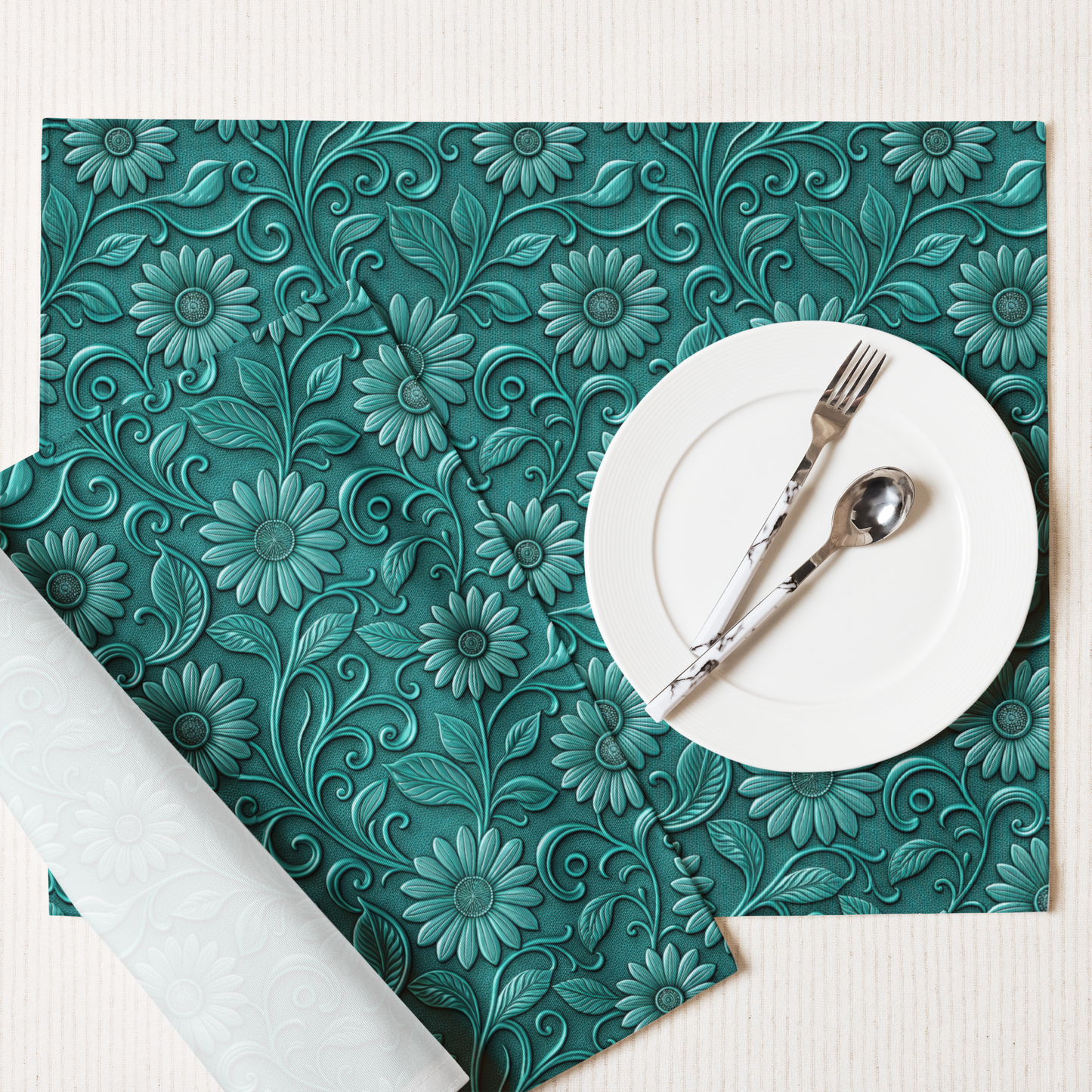 Turquoise Western Floral Placemats
