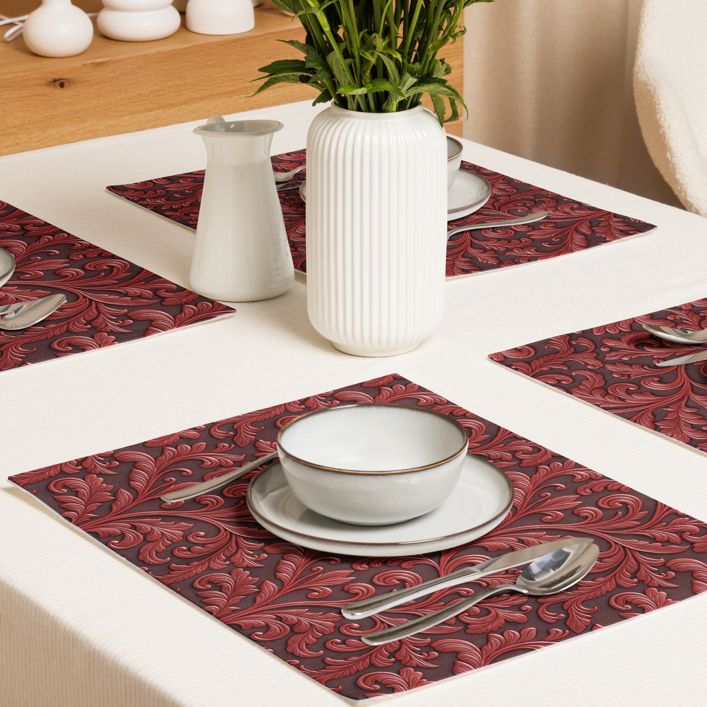 Red Western Floral Placemats