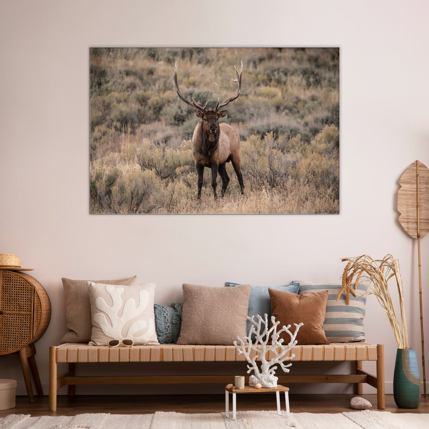 The Stare Down | Bull Elk Original Photography | Yellowstone AirBnB Decor