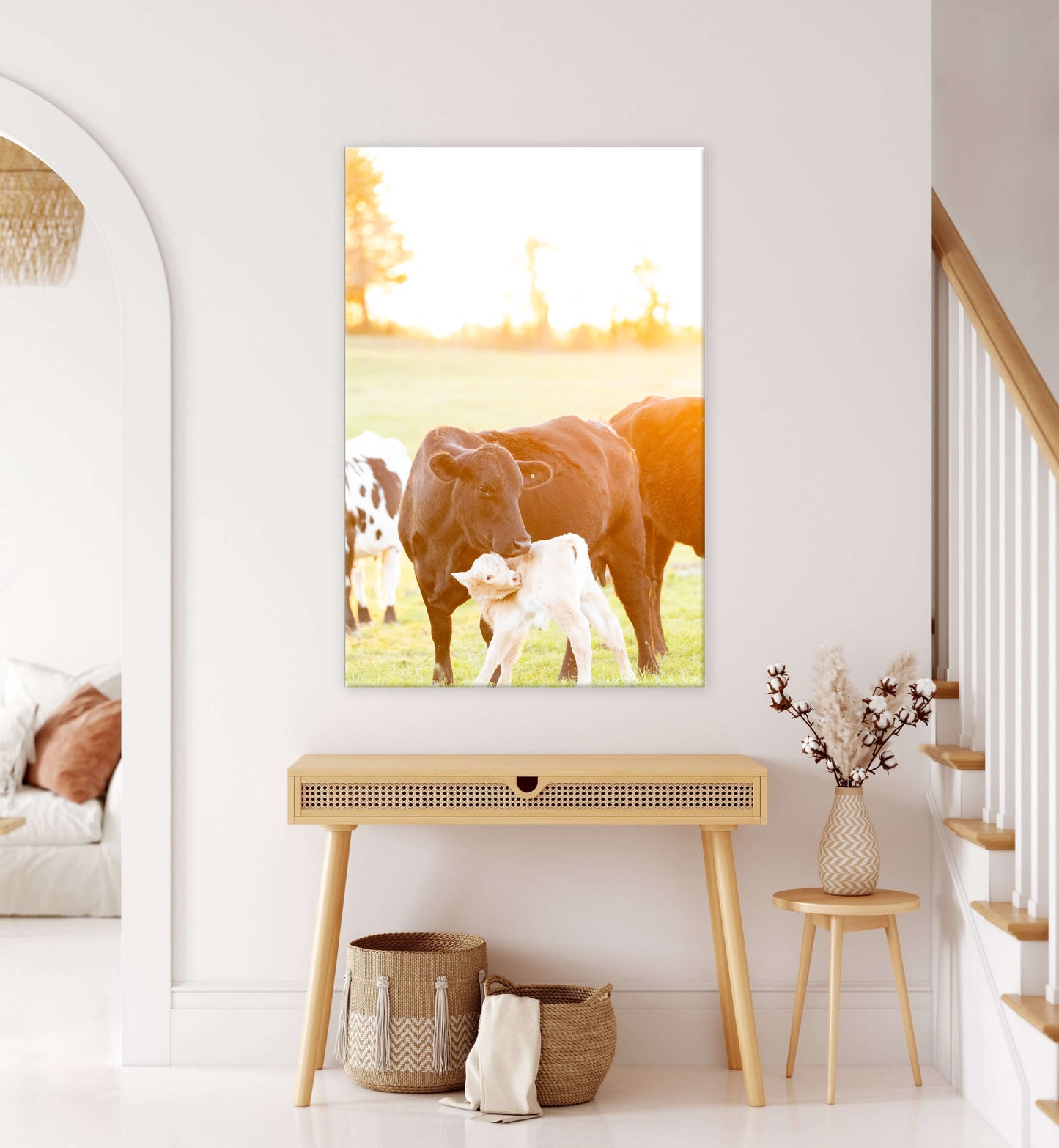 The Watchful Mom | Cow Canvas Wall Art | Western Farmhouse Decor