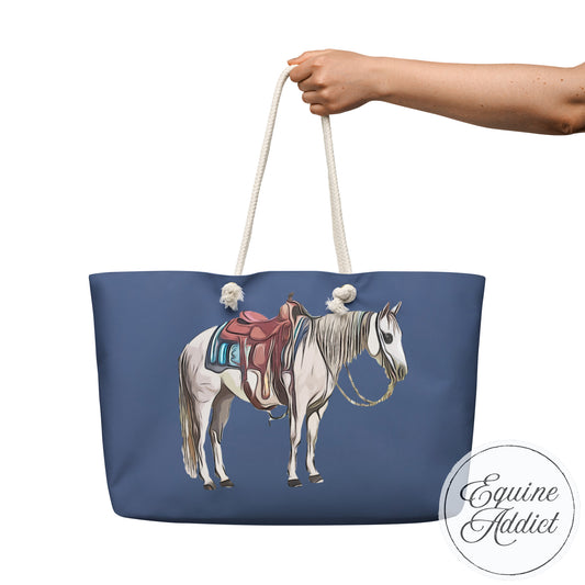 Grey Horse Oversized Navy Blue Weekender Bag
