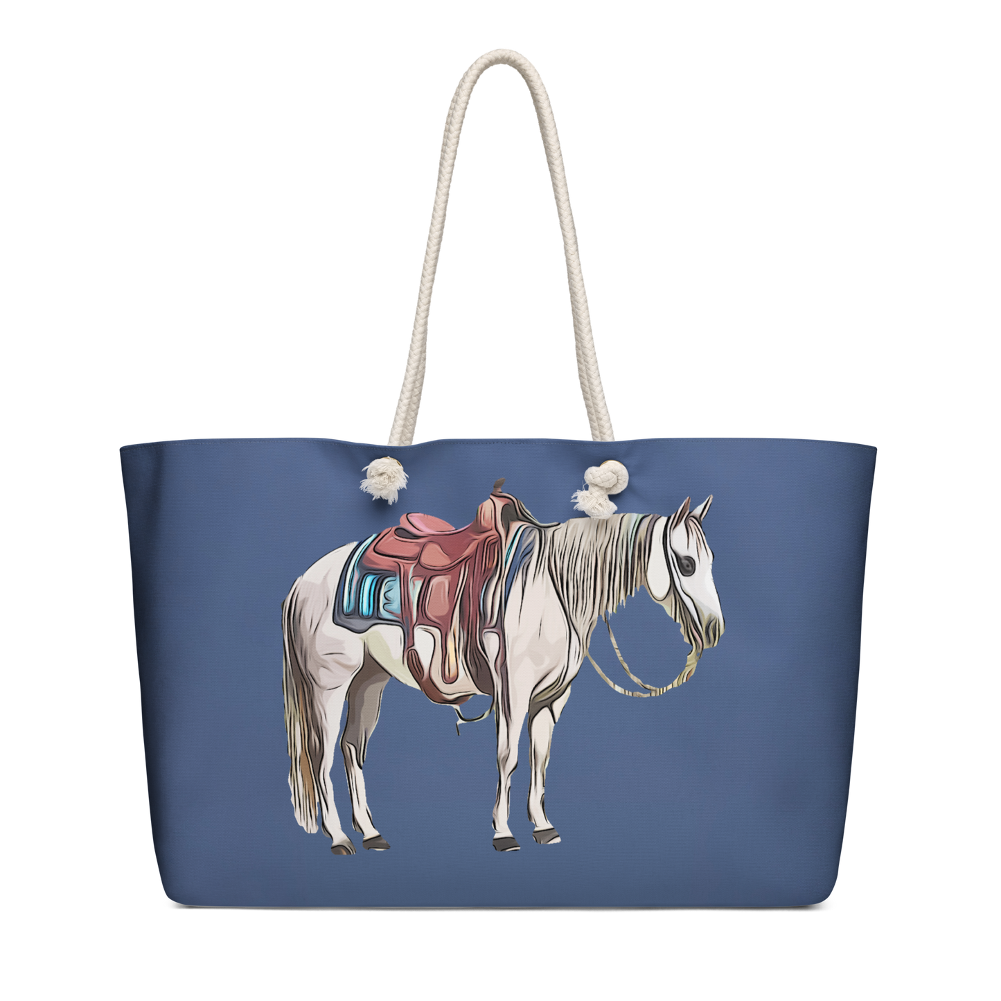 Grey Horse Oversized Navy Blue Weekender Bag