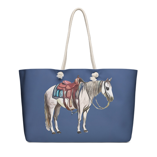 Grey Horse Oversized Navy Blue Weekender Bag