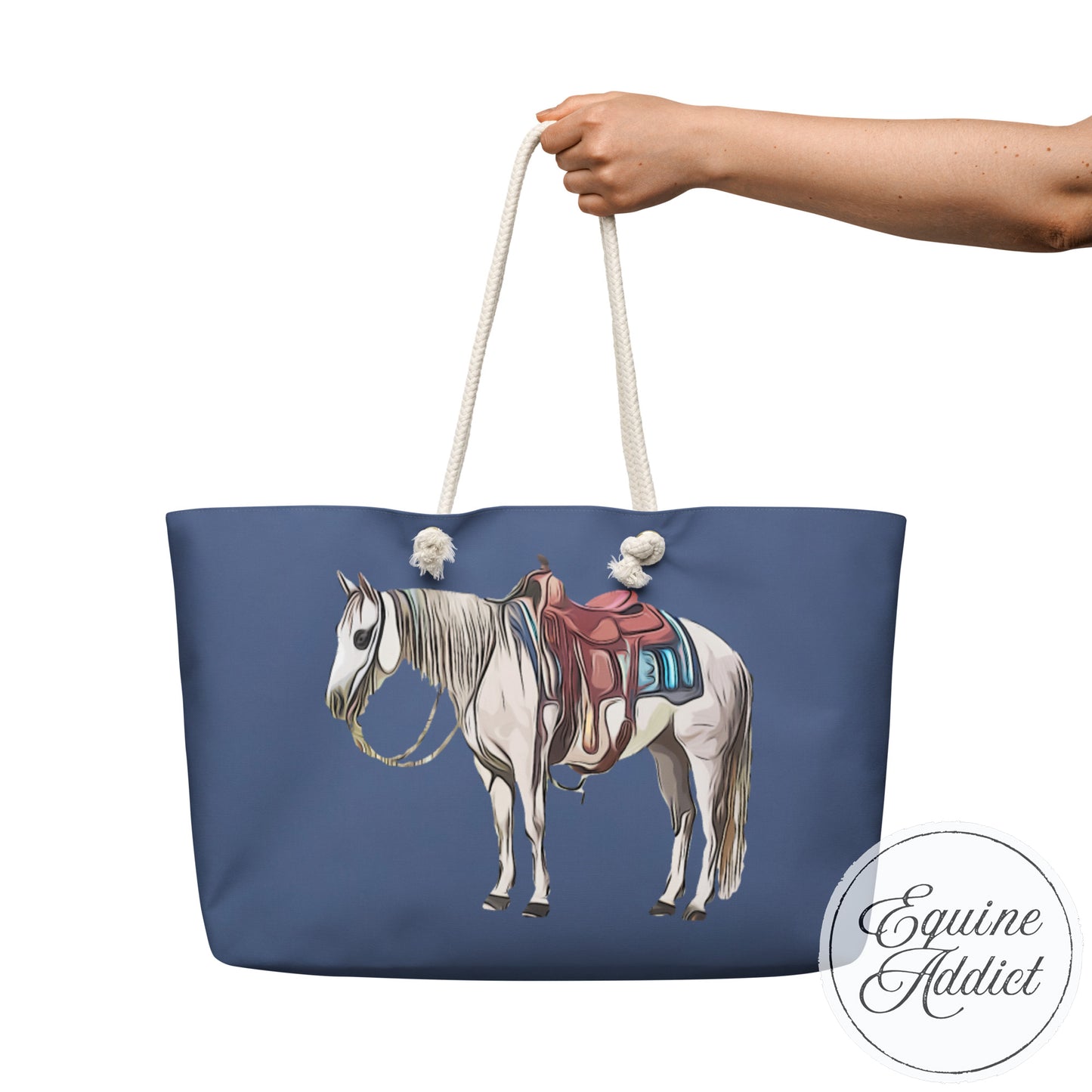 Grey Horse Oversized Navy Blue Weekender Bag